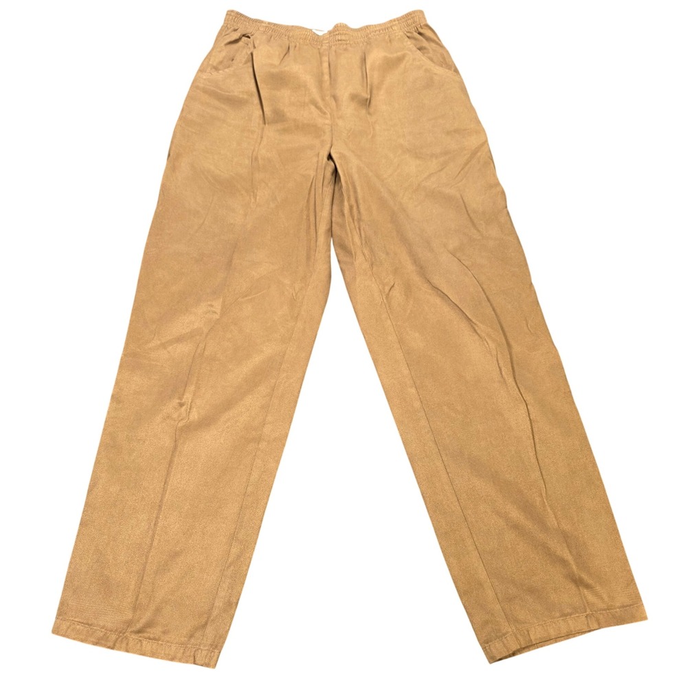 Vintage Koret Faux Suede Elastic Waist Pants Women's Size 12 Brown Pull On